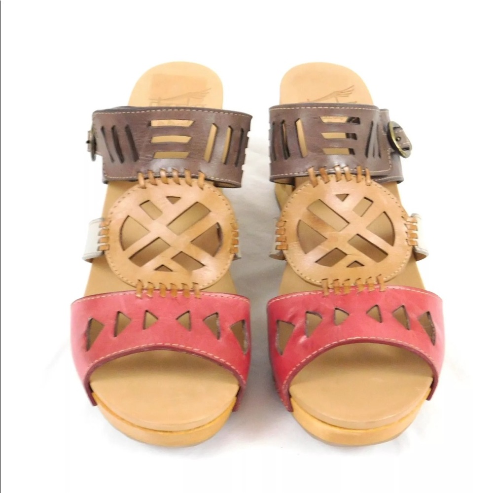 New Dansko Oralee Leather Boho Chic Wood Heels - Picture 4 of 7